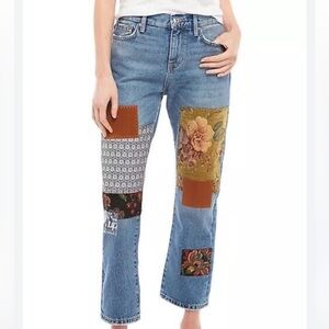 Free People Patchwork Straight-Leg Jeans - Size 24